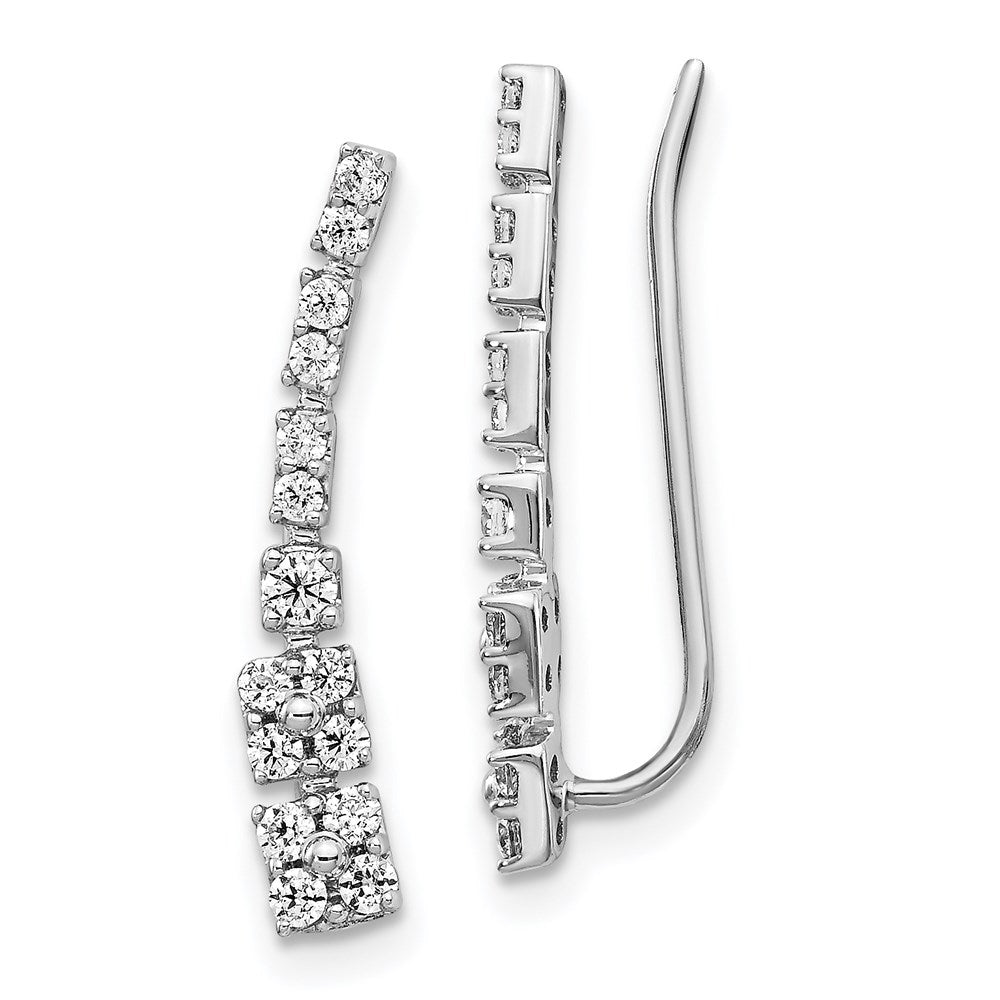 14k White Gold Real Diamond Ear Climber Earrings EM4155-050-WA