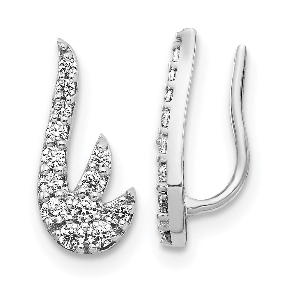 14k White Gold Real Diamond Ear Climber Earrings EM4160-033-WA