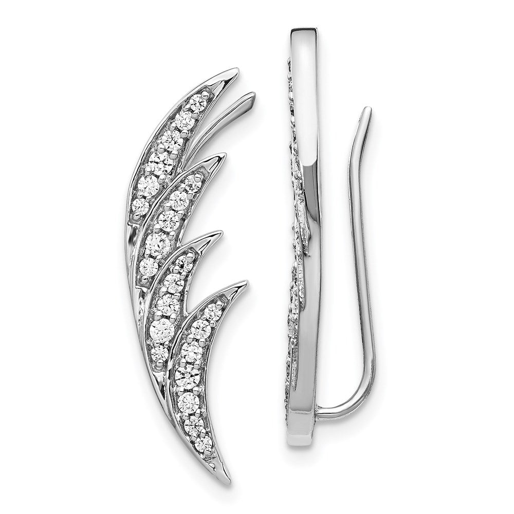 14k White Gold Real Diamond Ear Climber Earrings EM4161-050-WA