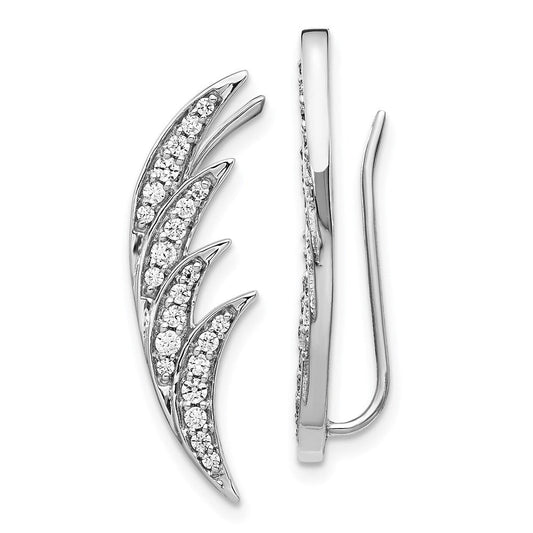 14k White Gold Real Diamond Ear Climber Earrings EM4161-050-WA