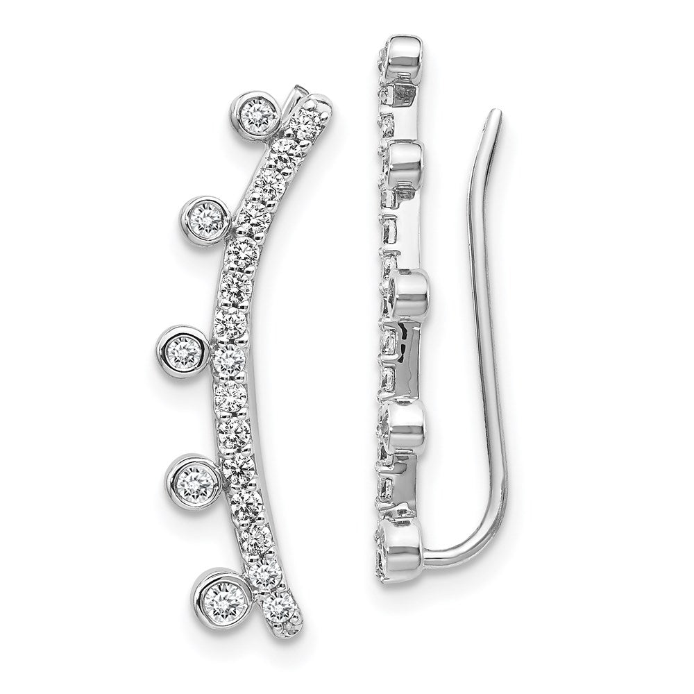 14k White Gold Real Diamond Graduated 5-stone Ear Climber Earrings EM4164-055-WA
