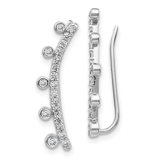 14k White Gold Real Diamond Graduated 5-stone Ear Climber Earrings EM4164-055-WA