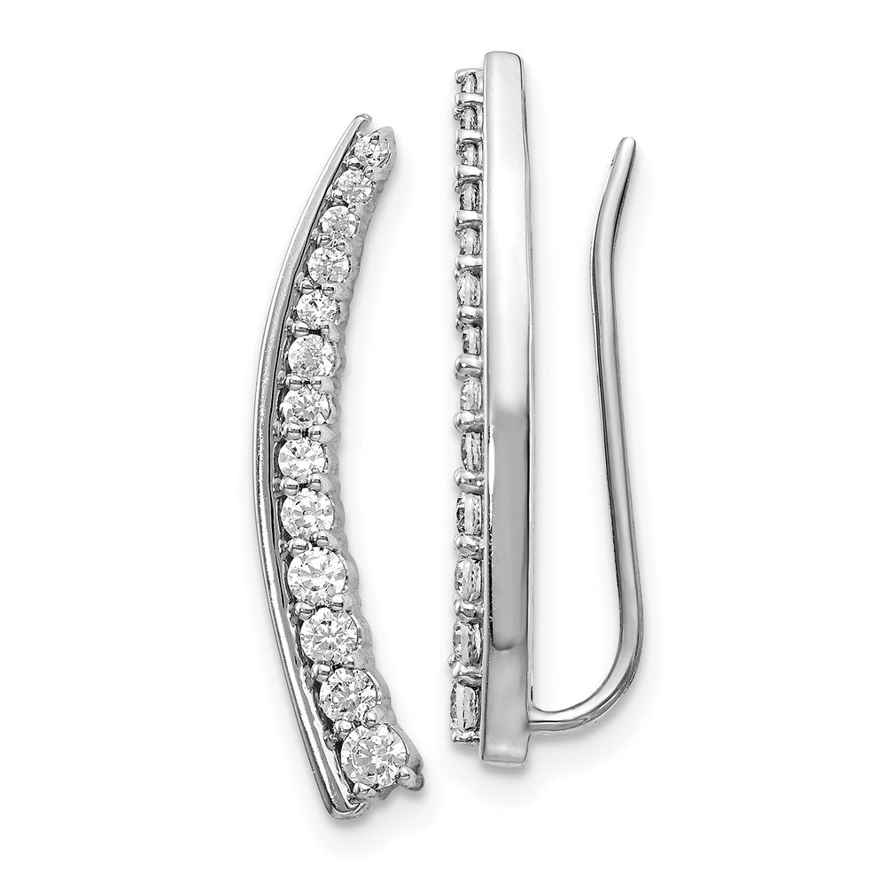 14k White Gold Real Diamond Ear Climber Earrings EM4166-055-WA