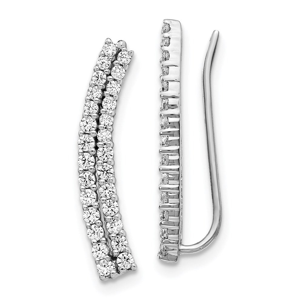 14k White Gold Real Diamond Ear Climber Earrings EM4167-070-WA