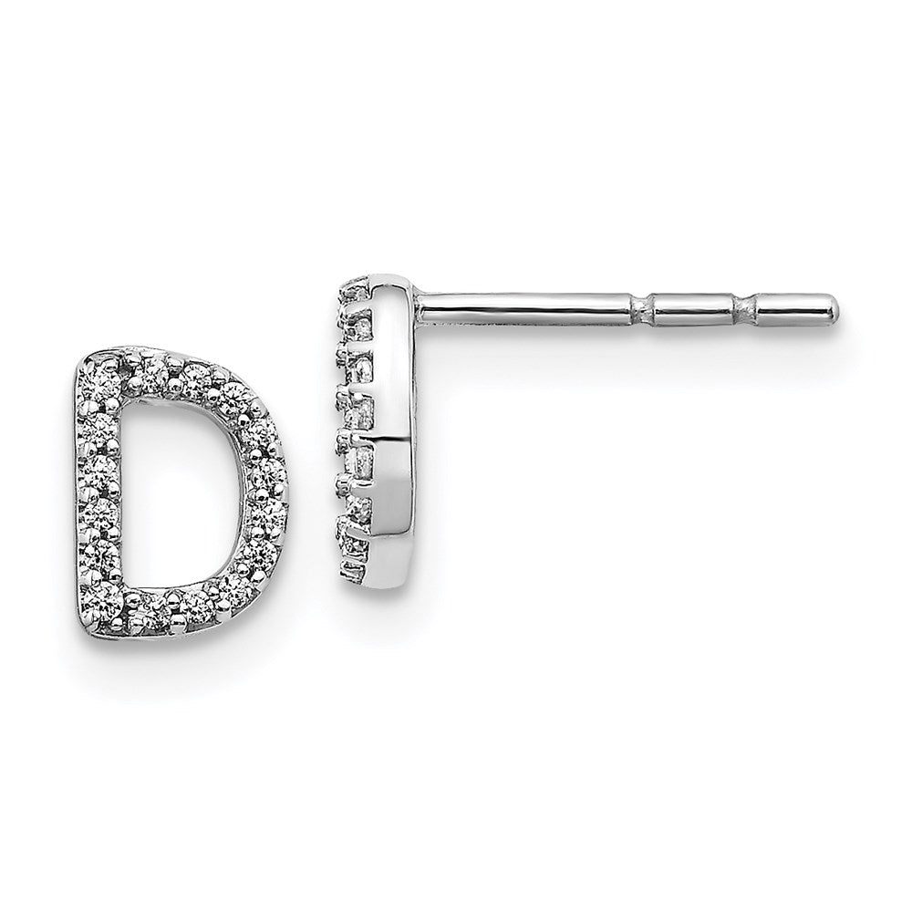 14k White Gold Real Diamond Initial D Earrings EM4169D-010-WA