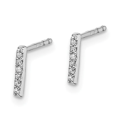 Solid 14k White Gold Simulated CZ Initial I Earrings