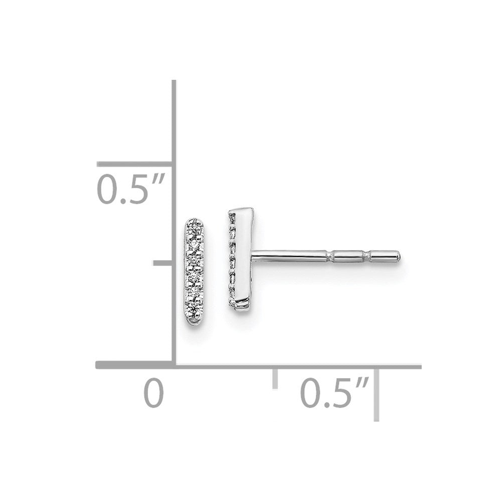 Solid 14k White Gold Simulated CZ Initial I Earrings