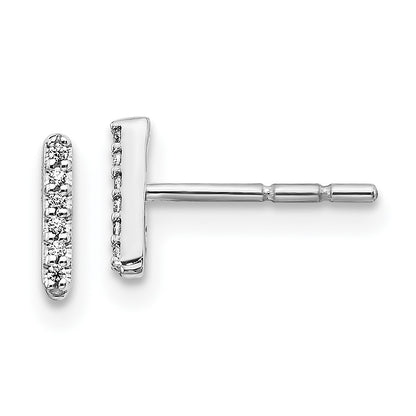 Solid 14k White Gold Simulated CZ Initial I Earrings