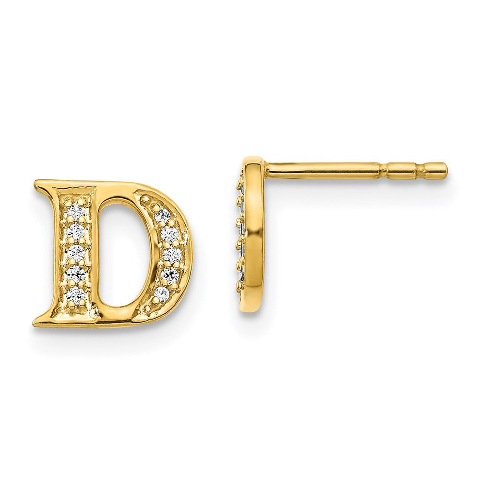 14k Yellow Gold Real Diamond Initial D Earrings EM4170D-008-YA