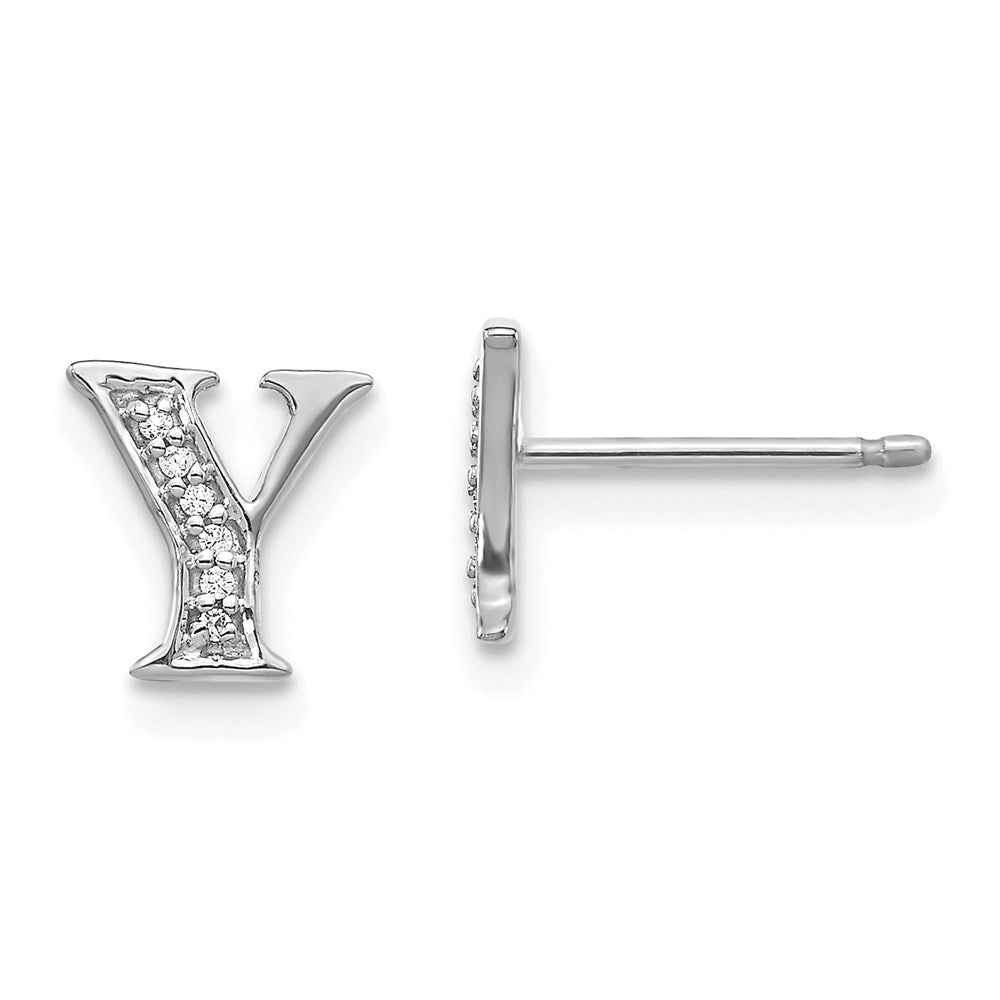 14k White Gold Real Diamond Initial Y Earrings EM4170Y-004-WA