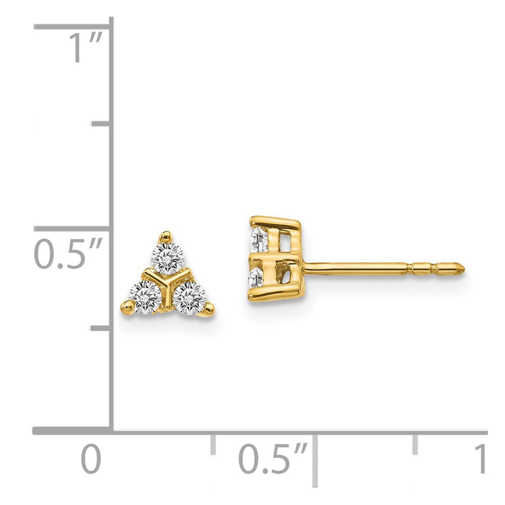 Solid 14k Yellow Gold 3-stone Simulated CZ Triangle Earrings