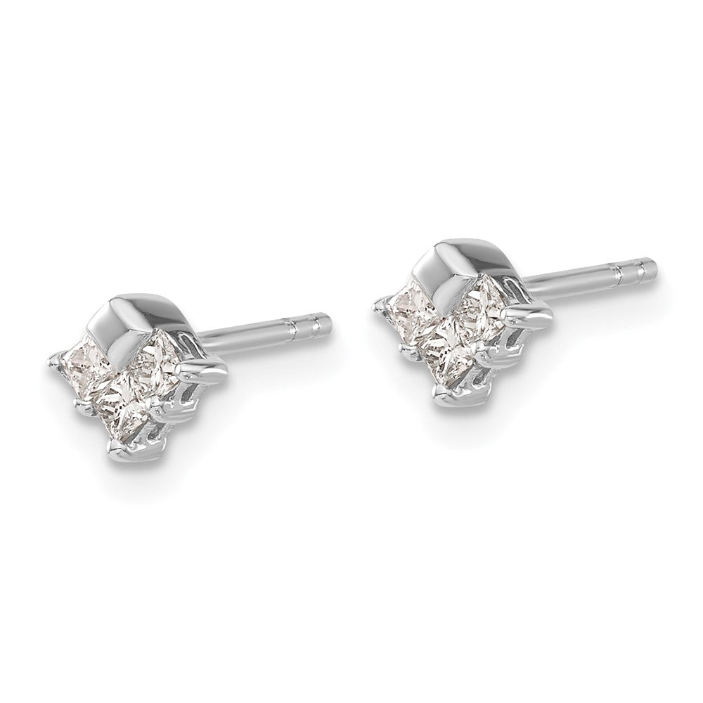 Solid 14k White Gold Simulated CZ Earrings