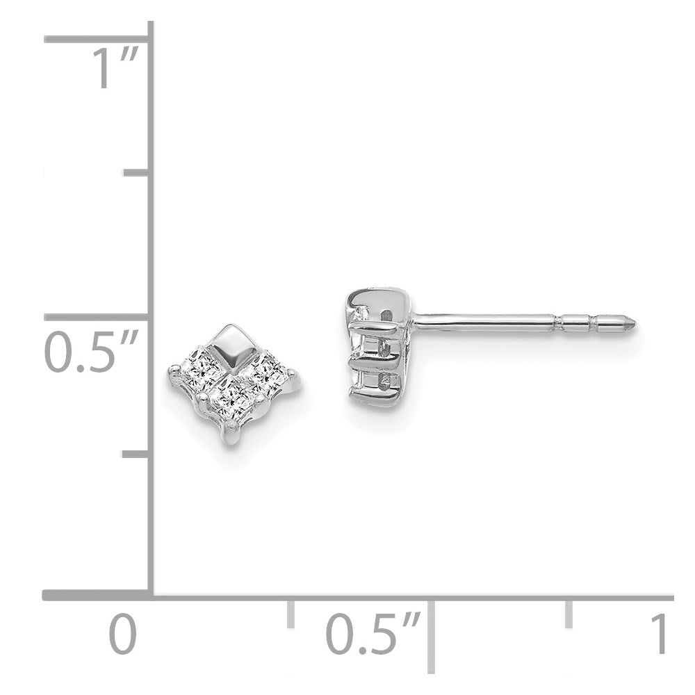 Solid 14k White Gold Simulated CZ Earrings