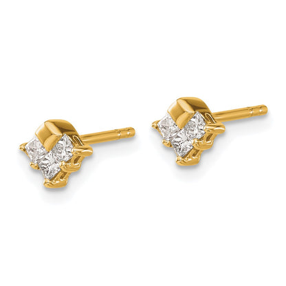 Solid 14k Yellow Gold Simulated CZ Earrings