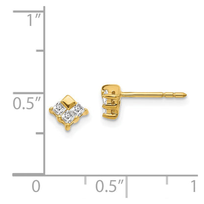 Solid 14k Yellow Gold Simulated CZ Earrings