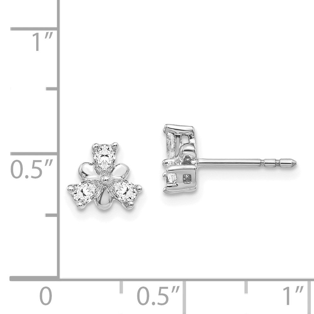 Solid 14k White Gold Simulated CZ Earrings