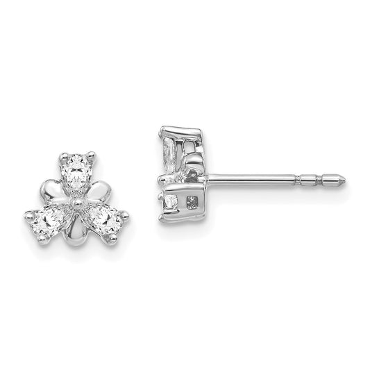 Solid 14k White Gold Simulated CZ Earrings
