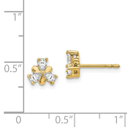 Solid 14k Yellow Gold Simulated CZ Earrings