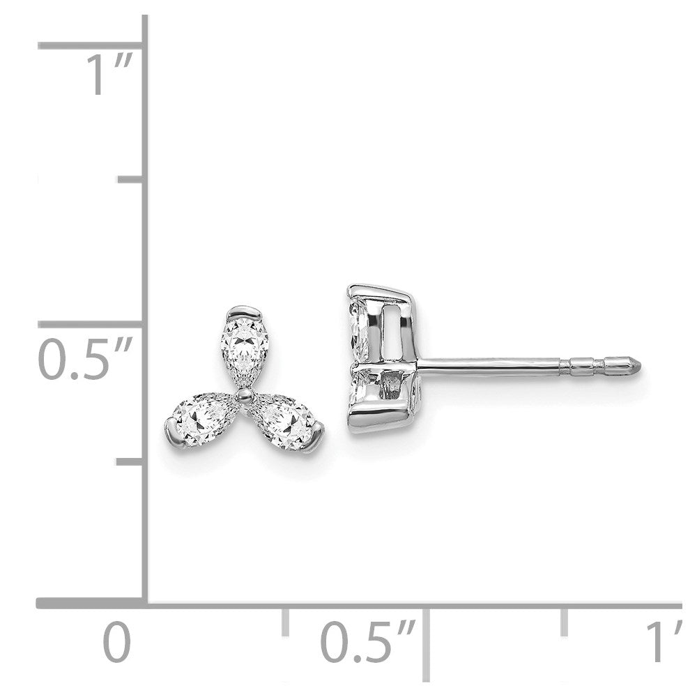 Solid 14k White Gold Simulated CZ Earrings