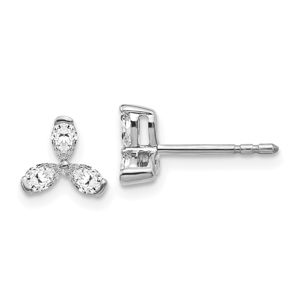 Solid 14k White Gold Simulated CZ Earrings