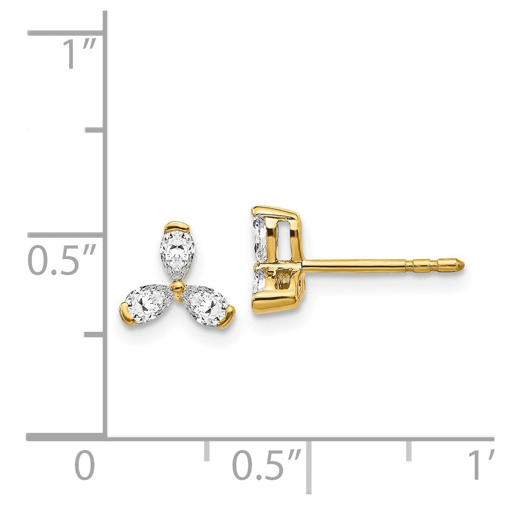 Solid 14k Yellow Gold Simulated CZ Earrings