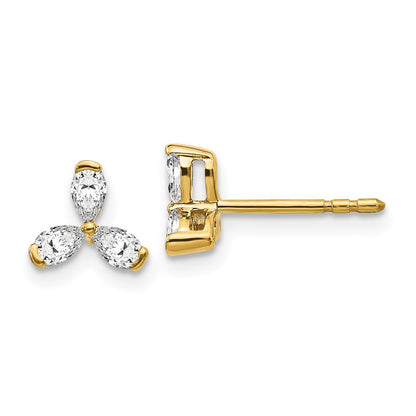 Solid 14k Yellow Gold Simulated CZ Earrings