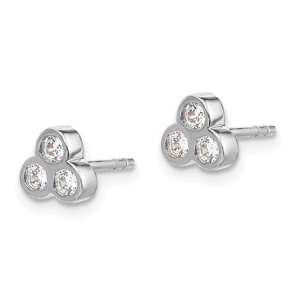 Solid 14k White Gold 3-stone Simulated CZ Earrings