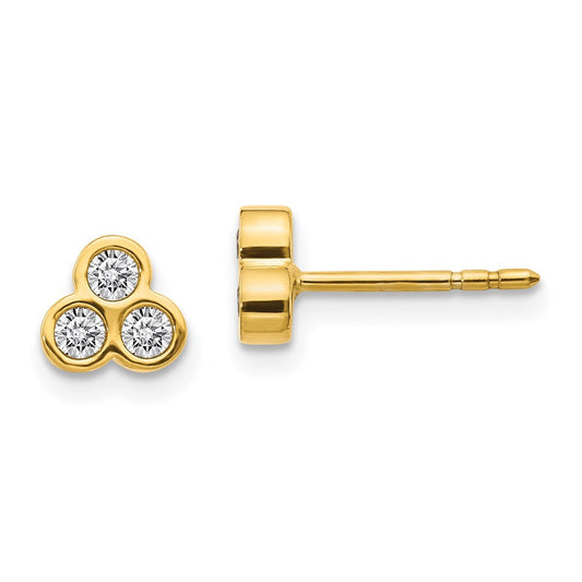 14k Yellow Gold 3-stone Real Diamond Earrings EM4179-025-YA