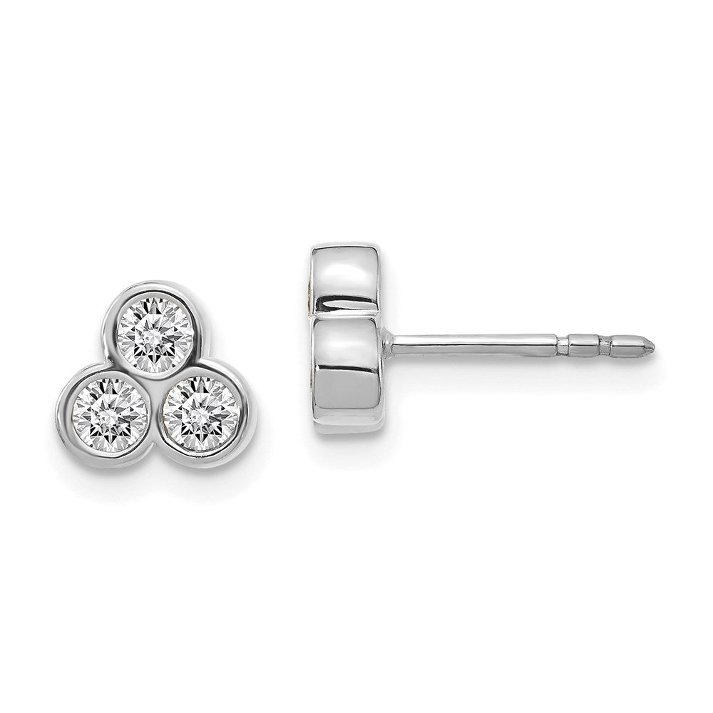 14k White Gold 3-stone Real Diamond Earrings EM4179-050-WA