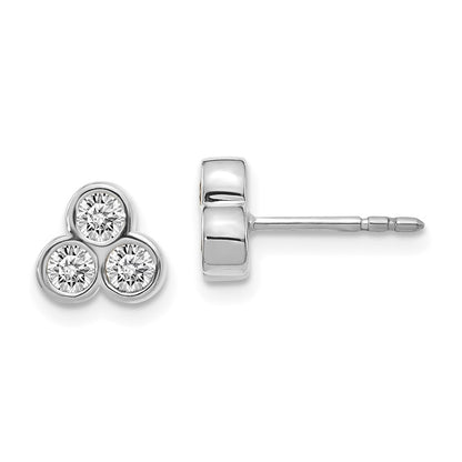 Solid 14k White Gold 3-stone Simulated CZ Earrings