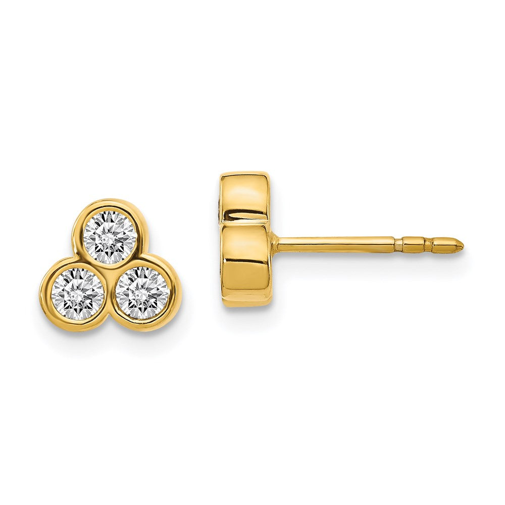 14k Yellow Gold 3-stone Real Diamond Earrings EM4179-050-YA