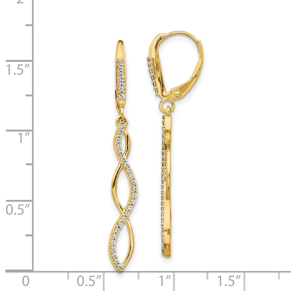 Solid 14k Yellow Gold Simulated CZ LeverbacK Earrings
