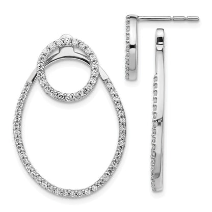 Solid 14k White Gold Simulated CZ Earrings