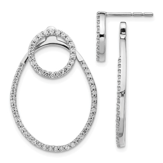 Solid 14k White Gold Simulated CZ Earrings