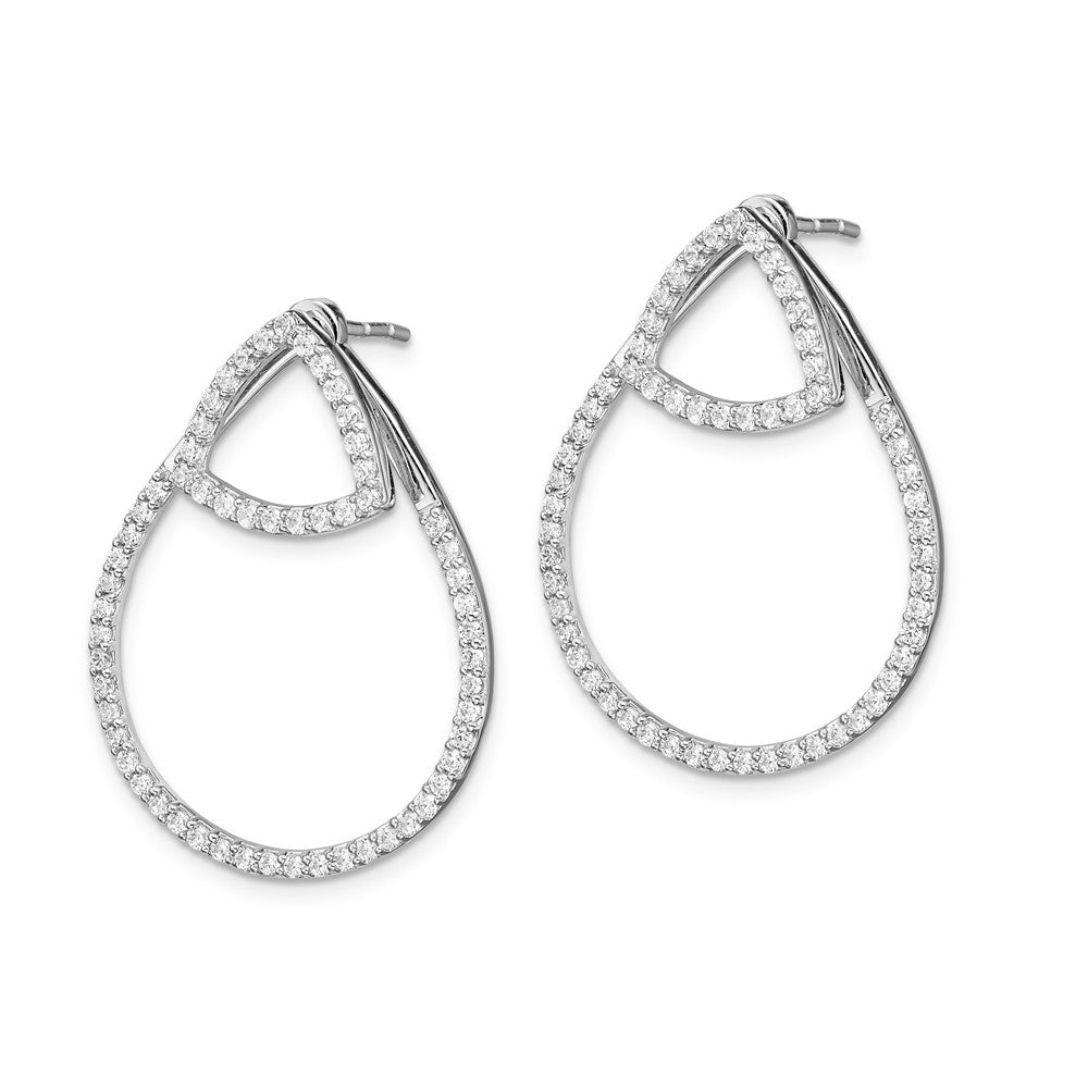 Solid 14k White Gold Simulated CZ Earrings