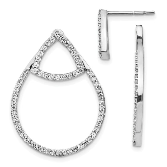 Solid 14k White Gold Simulated CZ Earrings