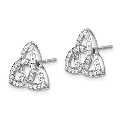 Solid 14k White Gold Celtic Knot Simulated CZ Earrings