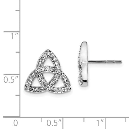 Solid 14k White Gold Celtic Knot Simulated CZ Earrings