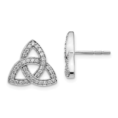 14k White Gold Celtic Knot Real Diamond Earrings EM4185-045-WA