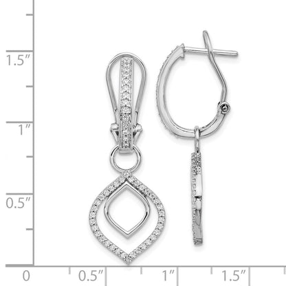 Solid 14k White Gold Simulated CZ Earrings
