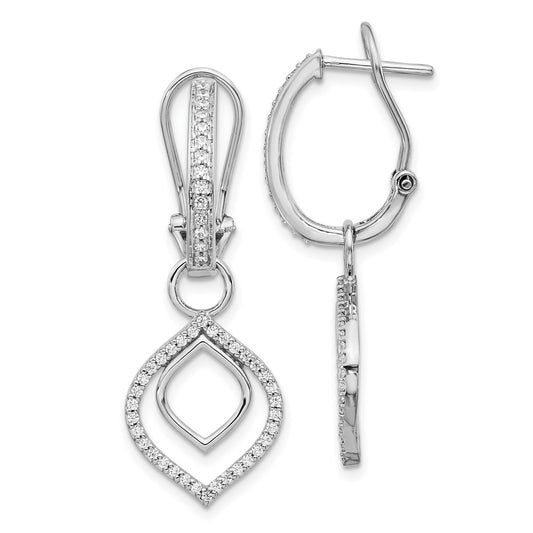 Solid 14k White Gold Simulated CZ Earrings