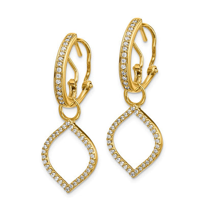 Solid 14k White Gold Simulated CZ Earrings