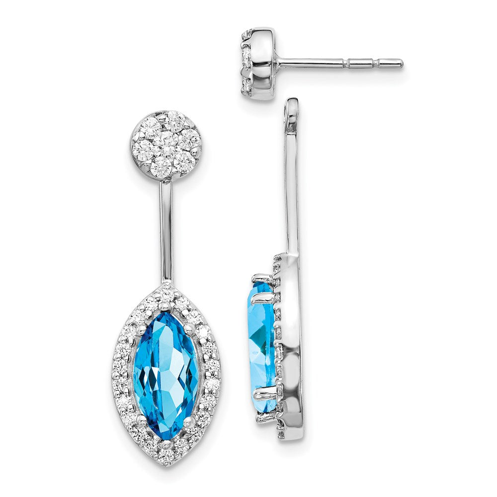 14k White Gold Real Diamond & Blue Topaz Earrings EM4194-BT-075-WA