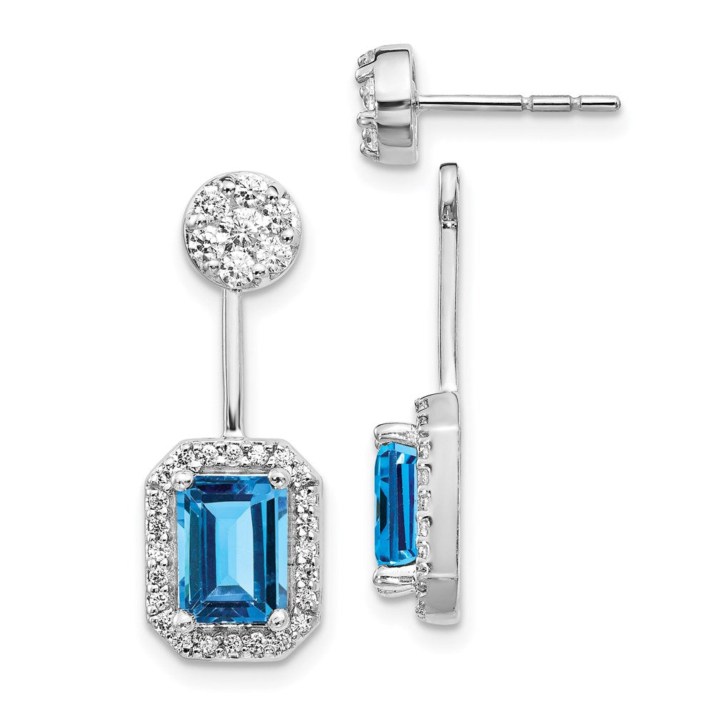 14k White Gold Real Diamond & Blue Topaz Earrings EM4195-BT-062-WA
