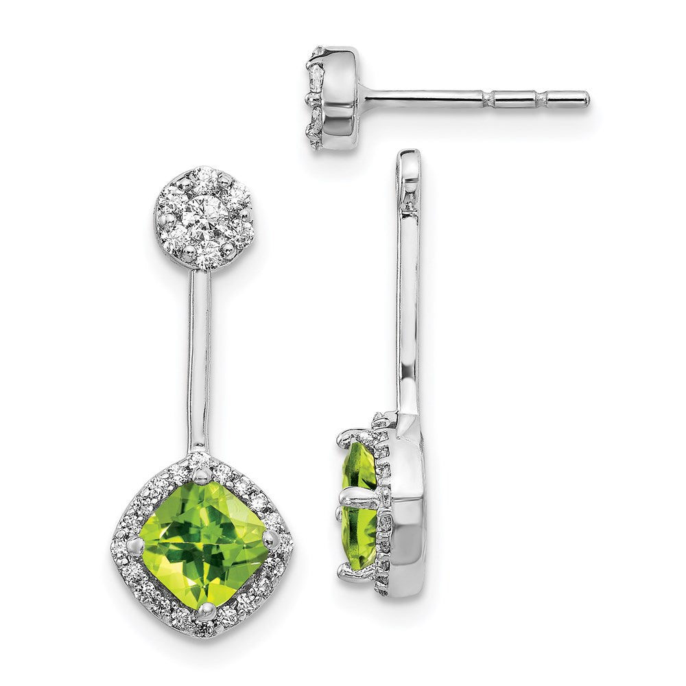 14k White Gold Real Diamond & Peridot Earrings EM4196-PE-033-WA