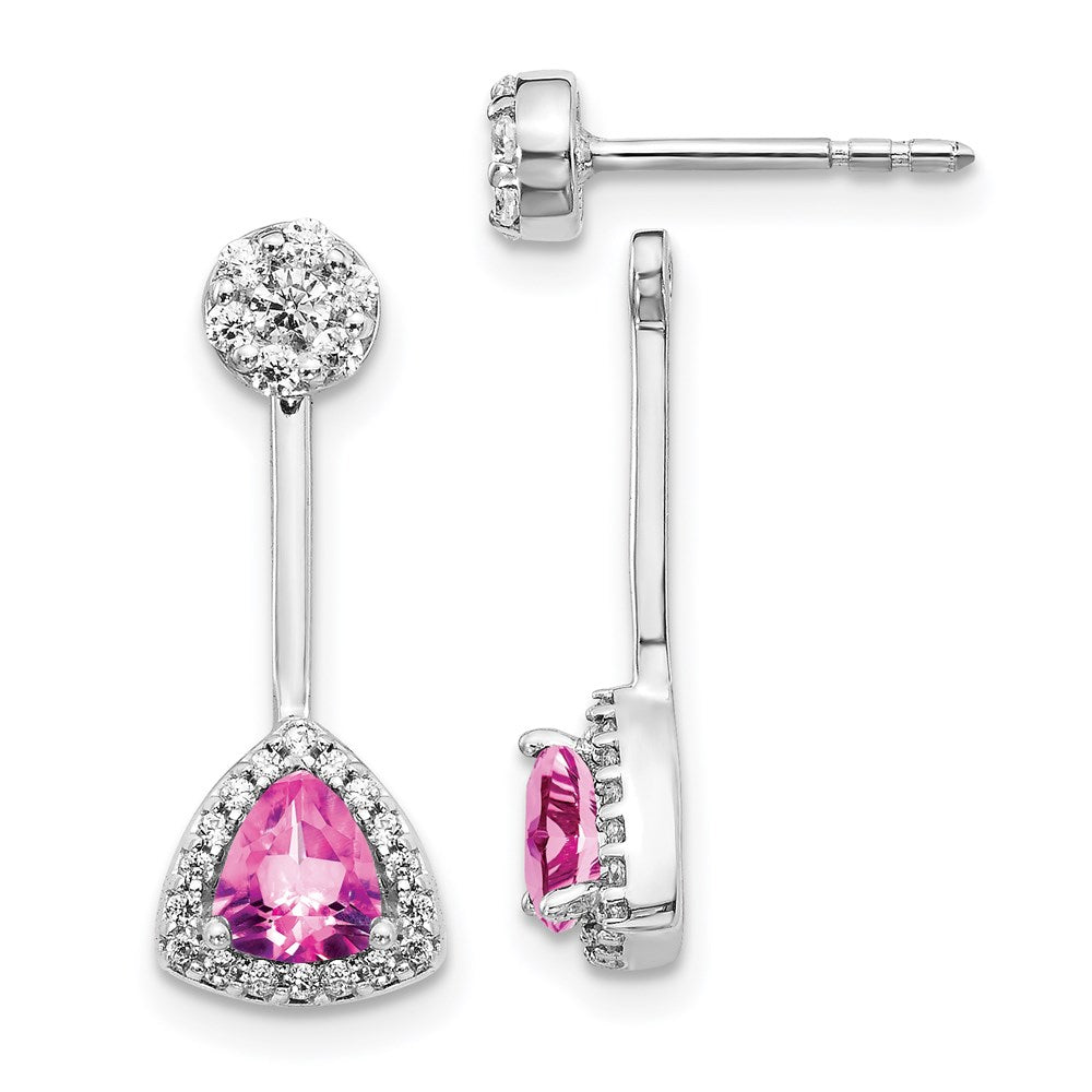 14k White Gold Real Diamond & Created Pink Sapphire Earrings EM4197-CPS-033-WA