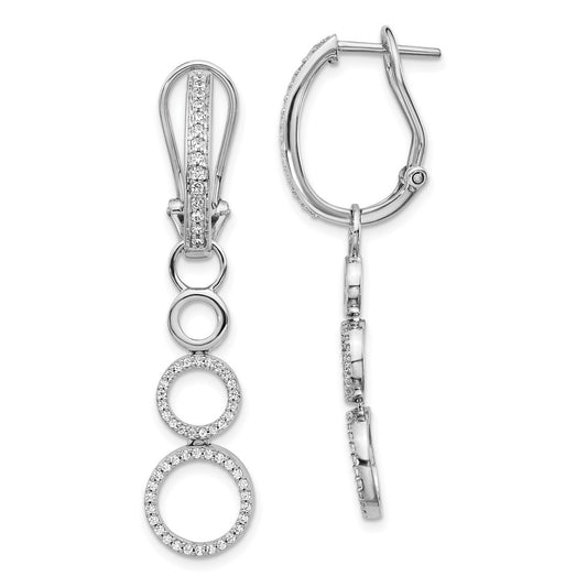 Solid 14k White Gold Simulated CZ Earrings