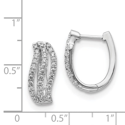 Solid 14k White Gold Simulated CZ Earrings