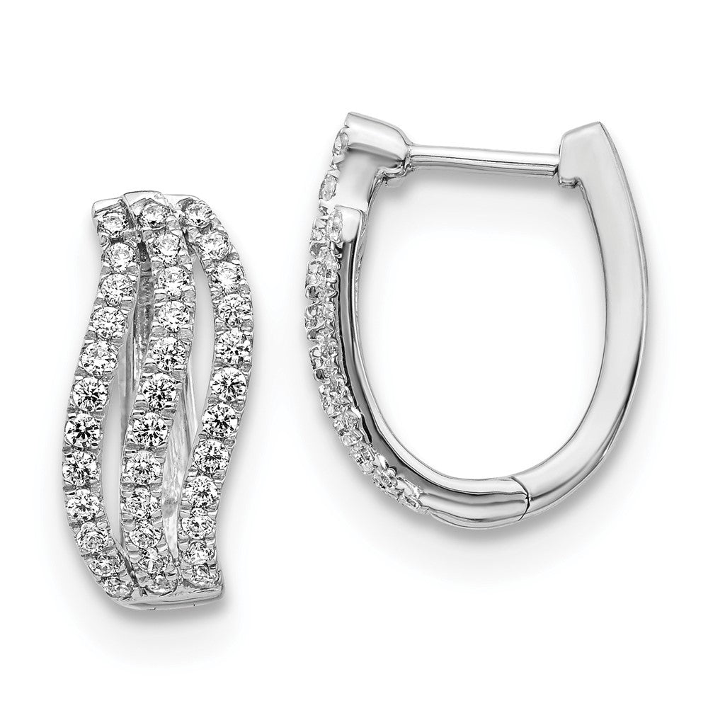 Solid 14k White Gold Simulated CZ Earrings