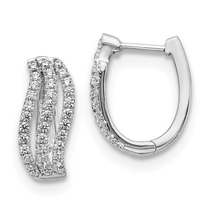 Solid 14k White Gold Simulated CZ Earrings